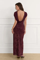 Elegant Scarf Neck Backless Lace Patchwork Bodycon Prom Dress