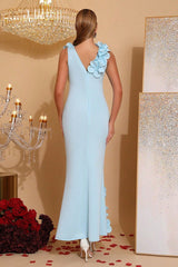 Elegant Sleeveless Solid 3D Floral Applique Prom Dress