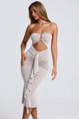 Hardware Detail Cut-Out Midaxi Dress in Sky Grey