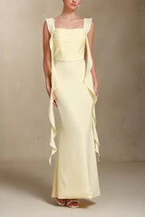 Elegant U Neck Sash Maxi Mermaid Prom Dress