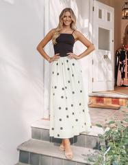 Anissa White Spot Dress | Women's Polka Dot Maxi Dress