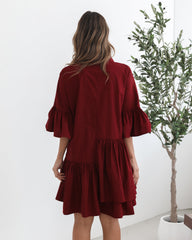 Araina Wine Dress | Women's Shirt Mini Dress