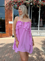 Astrid Pink Ruffle Mini Dress