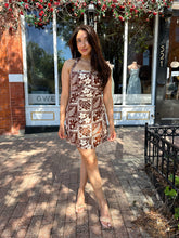 Brinn White & Brown Tropical Print Mini Dress