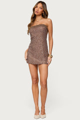 Sequin Lace Backless Mini Dress