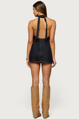 Destinee Denim Halter Mini Dress