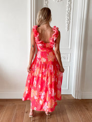 Emmaline Orange Floral Dress | Women's Floral Maxi Dress