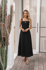 Evelisse Black Dress | Women's Cotton Maxi Dress