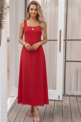 Evelisse Red Dress | Women's Cotton Maxi Dress