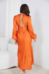 Evynne Orange Dress | Women's Satin Maxi Dress