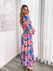 Ezmeralda Cobalt Blossom Dress | Women's Printed Midaxi Dress