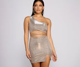Glitter Goddess One Shoulder Mini Dress