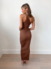 Hellen Light Chocolate Knit Dress | Women's Knit Midi Dress