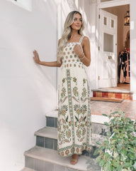 Ione Green Multi Dress | Women's Printed Maxi Dress