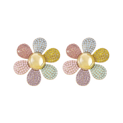 Oversized Open Flower Stud Earrings