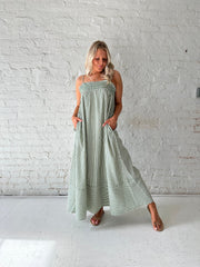 Laney Green Striped Smocked Tunic Maxi Dress