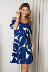 Nalissa Dress - Leafy Navy | Women's Printed Midi Dress