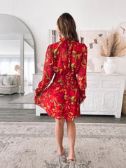 Neary Red Watercolour Dress | Women's Printed Mini Dress