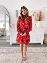 Neary Red Watercolour Dress | Women's Printed Mini Dress