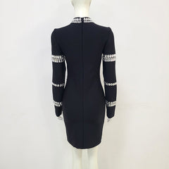 Rhinestone Bandage One Piece Dress Elegant Bodycon Sheath Ladies Party Dress