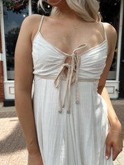 Octavia White and Tan Maxi Dress