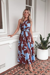 Rosey Dress Blue Floral | Women's Floral One Shoulder Maxi Dress