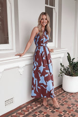 Rosey Dress Blue Floral | Women's Floral One Shoulder Maxi Dress