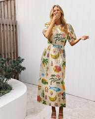Philomene Multi Print Dress | Women's Tropical Midi Dress