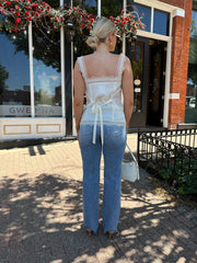 Preston High Rise Distressed Slim Wide Leg Jeans
