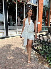 Risa Cream Halter Mini Dress