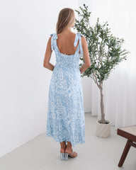 Savina Blue Paisley Dress | Women's Paisley Maxi Dress