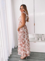 Shanta Peach Floral Dress | Women's Floral Maxi Dress
