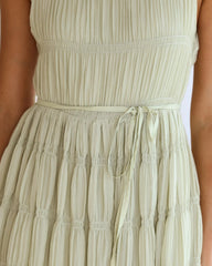 Sygrid Sage Dress | Women's High Neck Maxi Dress