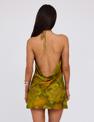 MONROE DRESS - GREEN : WATER COLOUR FLORAL