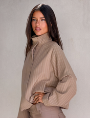 LENNEX JACKET - TAN PINSTRIPE