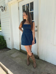 Carter Dark Wash Denim Square Neck Mini Dress