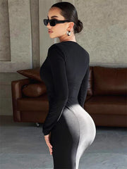 Autumn Fashion Black Maxi Dress Women’s Square Collar High Waist Slim Elegant Party Dress Gown Female Solid Long Dress New