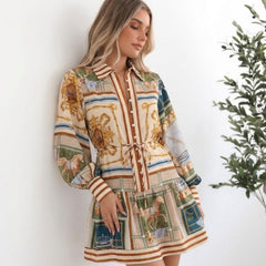 Zetian Multi Print Mini Dress | Women's Printed Shirt Dress