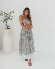 Zyrelise Mint Floral Dress | Women's Floral Maxi Dress