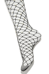 Ava Pearl Embellished Fishnets - Black