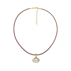 CZ Oval Bezel Charm & Rope Choker Necklace