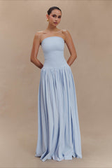 Solid Color Sleeveless Backless Ruched Corset Maxi Prom Dress