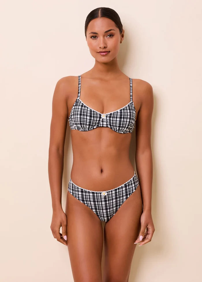 Daphne Bikini Bottom in Black Plaid