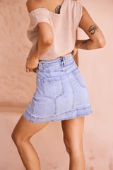 More Is More Denim Mini Skirt - Washed Blue