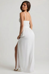 Shirred Camisole Maxi Dress in White