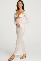 Open-Front Maxi Dress in White