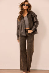 Shadow Script Vegan Leather Jacket - Black