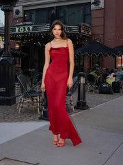 Tatiana Burgundy Rayon Charming Backless Maxi Dress