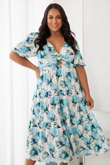 Ashlan Blue Floral Dress | Women's Floral Midi Dress