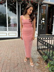 Candie Red and White Stripe Midi Dress